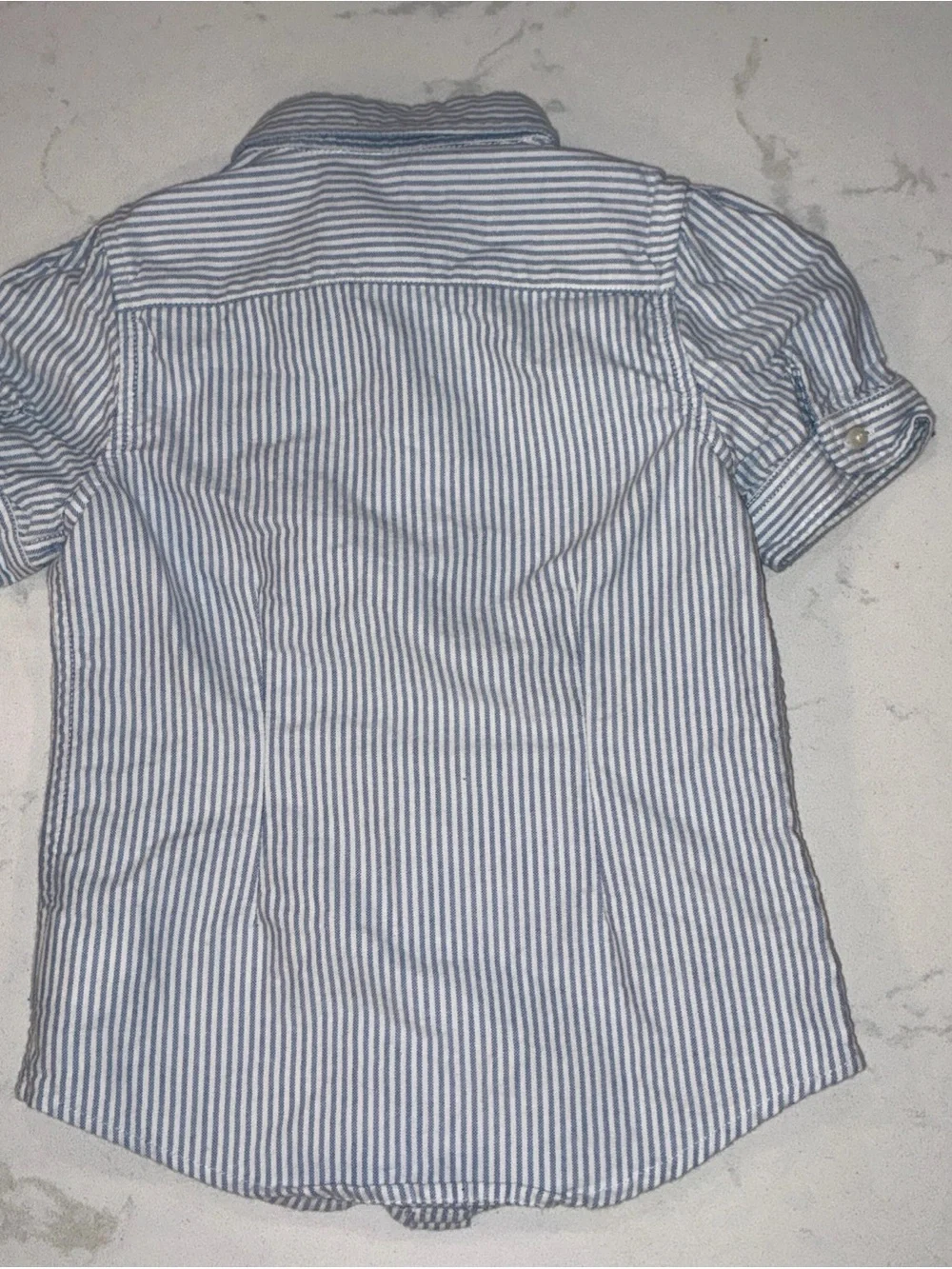 Ralph Lauren girls Oxford S/S shirt size 5 blue and white stripe button down